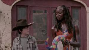 Carl e Michonne in The Walking Dead