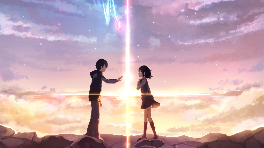 una delle scene più commoventi di Your Name., con i due protagonisti che si ritrovano