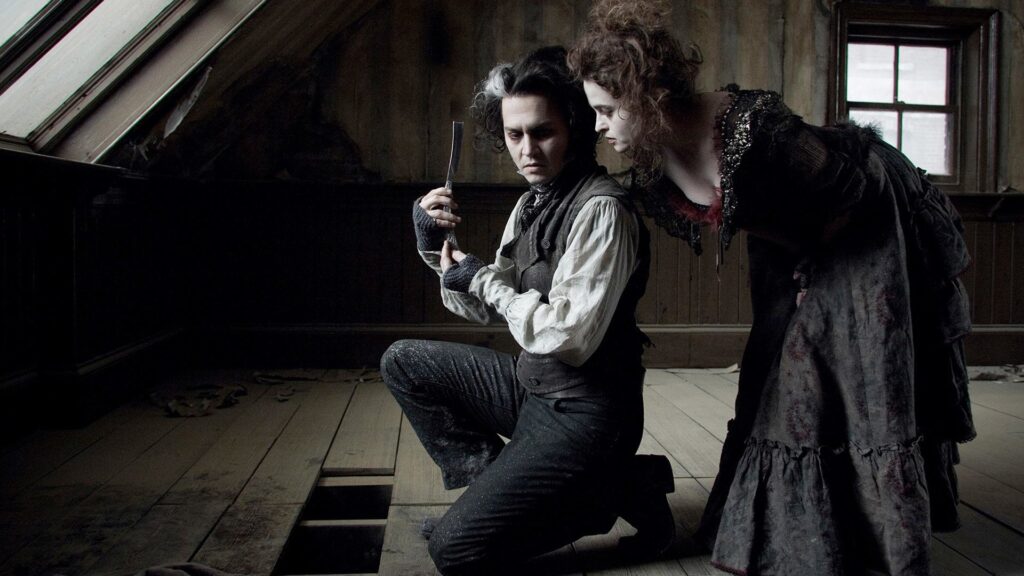 i due protagonisti del film Sweeney Todd - Il diabolico barbiere di Fleet Street