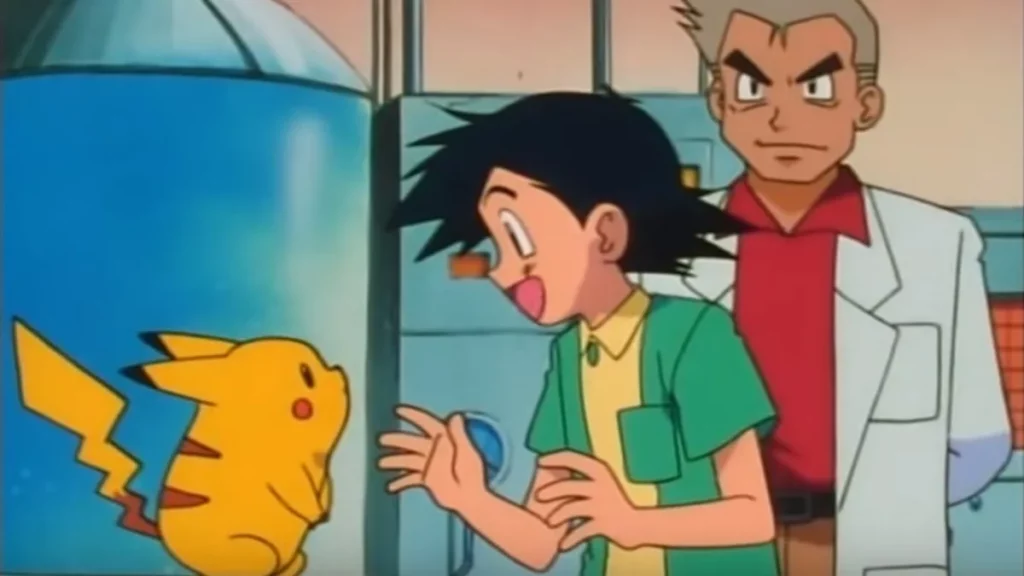 Ash e Pikachu in una scena dei Pokemon. uno dei cartoni animati più iconici degli anni novanta