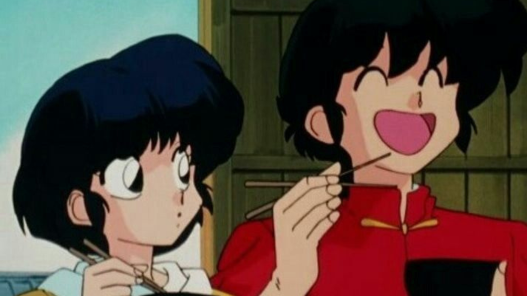 ranma mentre mangia una ciotola di Ramen 