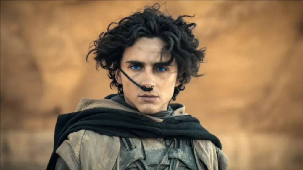 Timothée Chalamet in primo piano, protagonista del film Dune, uno dei migliori film su Netflix 