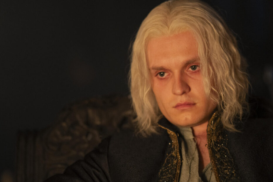 Un primo piano di Aegon Targaryen, tra i protagonisti di House of the Dragon