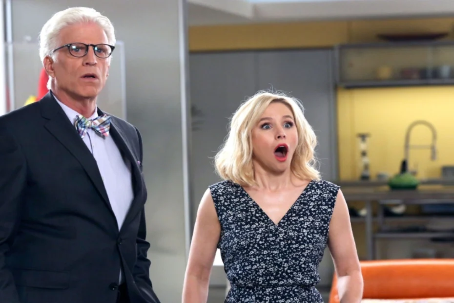 In foto Kristen Bell e Ted Danson ritratti in una serie tv di The Good Life