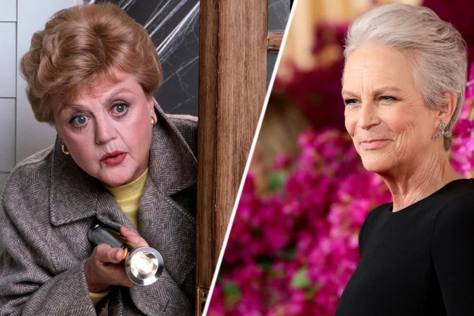 A sinistra Angela Lansbury nei panni di Jessica Fletcher, a destra l'attrice Jamie Lee Curtis