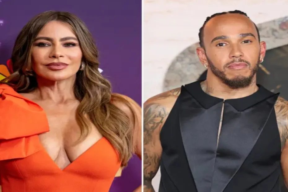 In foto a destra Lewis Hamilton, a sinistra Sofia Vergara,